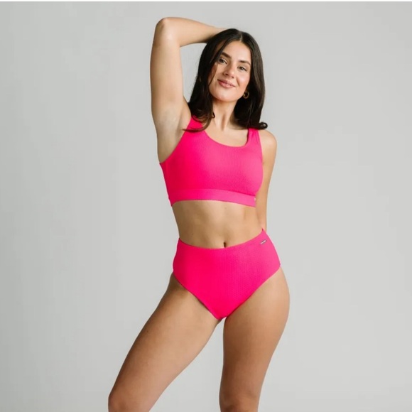 Zyia Fuchsia Maren High Waisted Bikini Bottom - Picture 2 of 5